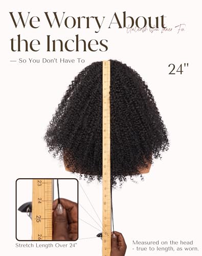 The Fox Kinky Curly Half Wig 14" Black Human Hair