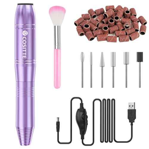 Electric Nail Drill,USB Electric Nail Drill Machine for Acrylic Nail Kit,Portable Electric Nail File Polishing Tool Manicure Pedicure Kit Efile Nail Supplies for Home Salon,Lilac