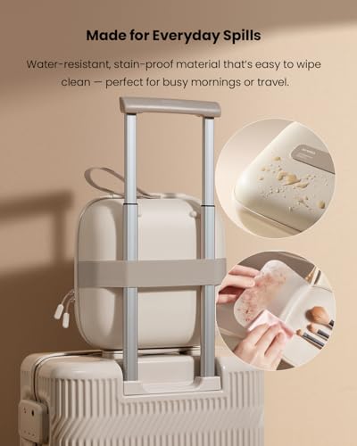AMIRO Travel Makeup Bag with Adjustable LED Mirror, Luggage Strap, 4.5L Capacity