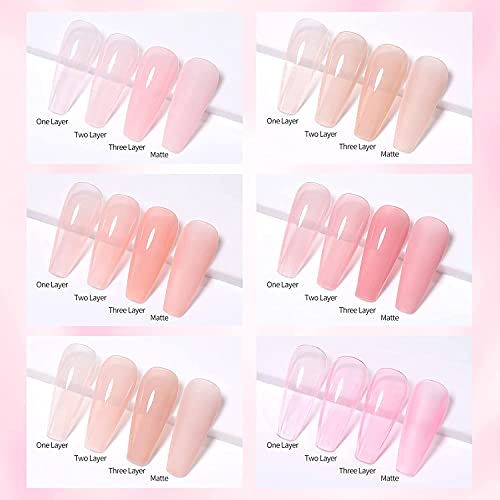 Vishine Nude Gel Polish Kit, Sheer Milky Pink Jelly Transparent Nail Polish UV LED Gel Nail Polish Varnish Nail Art DIY Saon 6Pcs 8ML