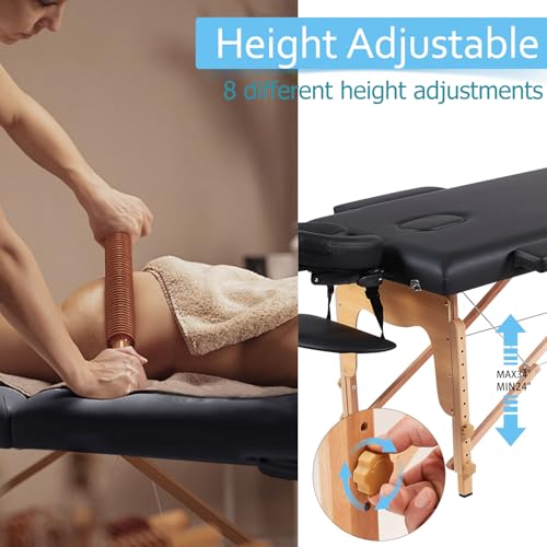 ARTBUSKE Portable Massage Table 84 Inch Adjustable Height Spa Bed