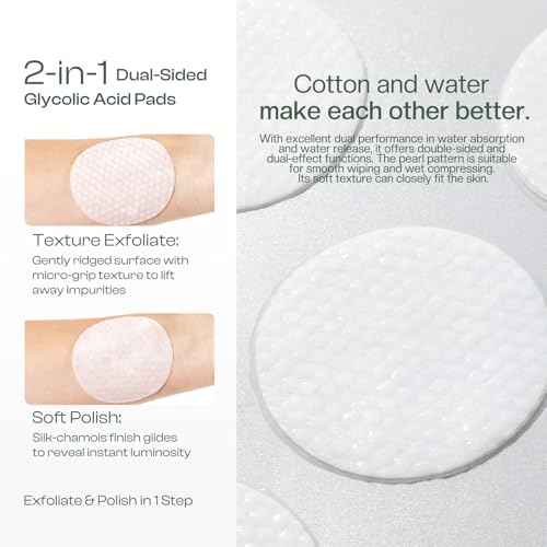 Glycolic Acid Pads 20%: Dual Sided Exfoliating Face Peels with Salicylic Acid & Niacinamide Reduce Surface Skin Fine Lines and Wrinkles Daily Facial Cleansing for All Skin Types 60 Count