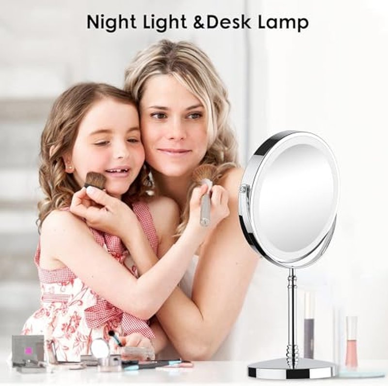 DEIOVWXS Rechargeable Makeup Mirror with 3 Lights & 10X Magnification