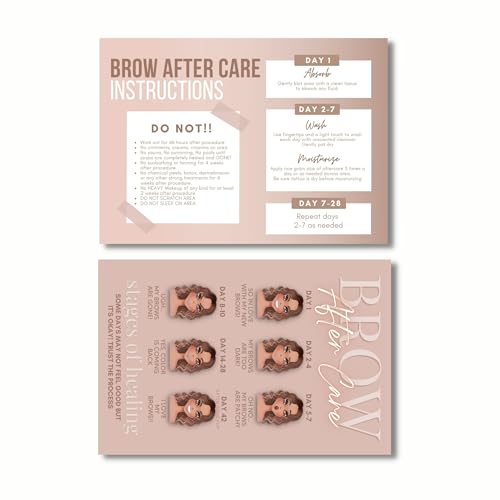 PMU Eyebrow Aftercare Instruction Cards - 35 Pack