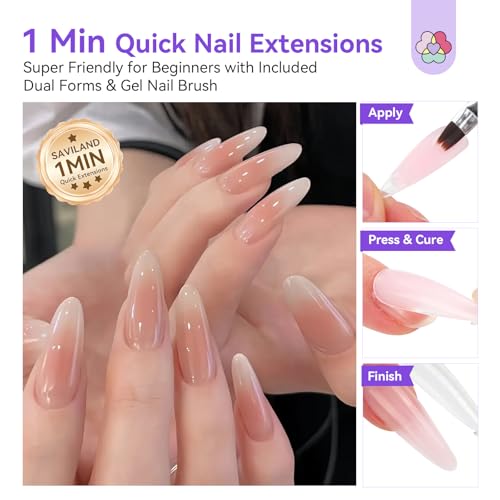 SAVILAND Poly Gel Nail Kit with UV Lamp - 4 Colors