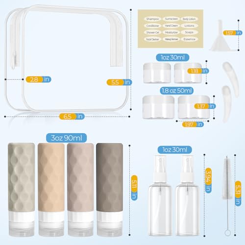 Silevoler 16-Pack TSA Approved Travel Toiletry Bottles Set