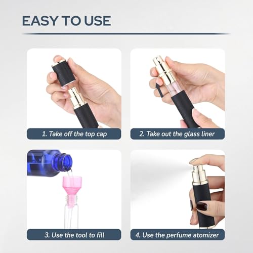 Fusupak Brown Leather Refillable Travel Perfume Bottle 10ml - Elegant Cologne Atomizer
