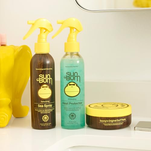 Sun Bum Heat Protector Spray - Leave In Hair Treatment Protects from Heat Styling and Frizz-Causing Humidity - Reduces Blow Dry Time - Vegan and Cruelty Free - UV Protecting - 6 oz,(Pack of 2)