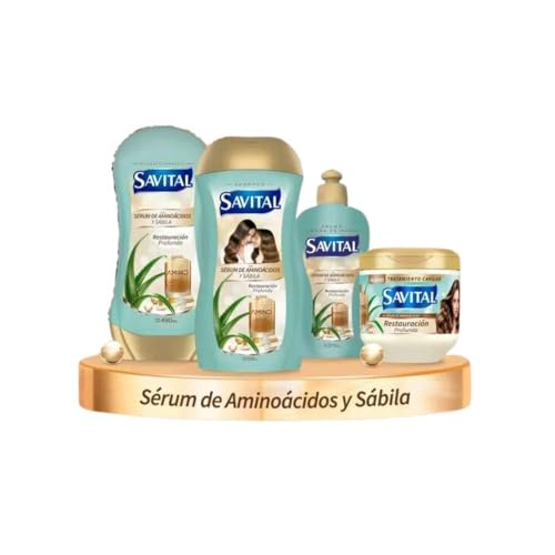 Savital Hair Care Set with Shampoo, Conditioner, Treatment & Styling Cream – Collagen & Aloe Vera for Damaged Hair Repair