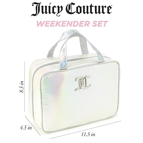 Juicy Couture Iridescent Makeup Bag Cosmetics Organizer Travel Essentials Weekender Iridescent