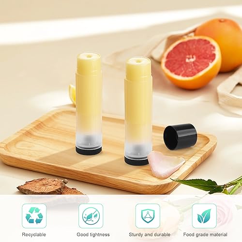 100Pcs 5g Empty Clear Plastic Lip Balm Tubes with Black Caps,Refillable Twist-up Lipstick Tubes,Cosmetic Containers for Homemade Chapstick,Lip Gloss,Deodorant,Solid Perfume,Beauty Sample