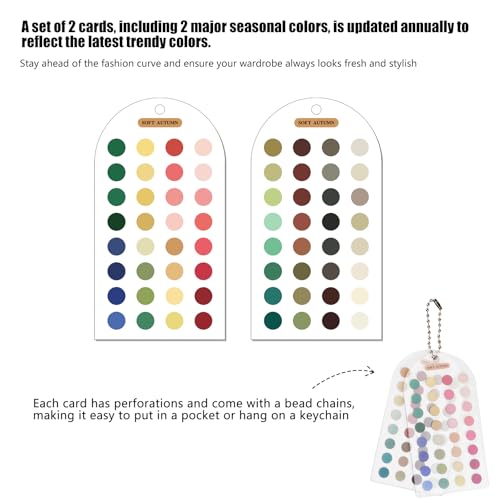 Portable 12-Season Color Analysis Cards Set of 2 for Outfits & Makeup