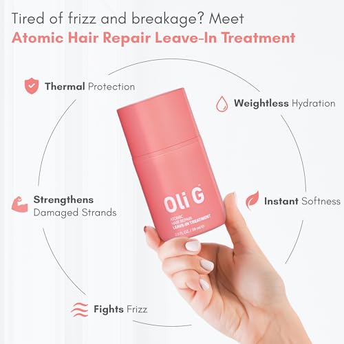 Oli G Atomic Hair Repair Leave-In Treatment 2oz - Anti-Frizz, Strengthening & Moisturizing for All Hair Types