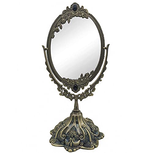 Hsiwto Vintage Double-Sided Makeup Mirror with 360° Rotation