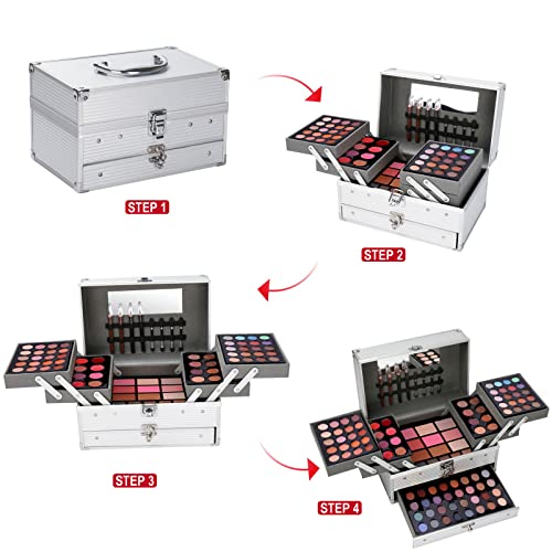 JasCherry All-in-One Makeup Box Set with Cosmetics & Brush
