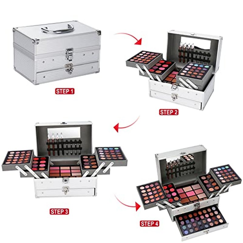 JasCherry All-in-One Makeup Box Set with Cosmetics & Brush