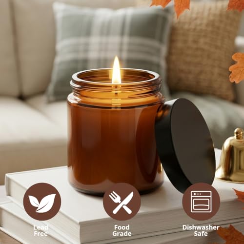 4 oz Amber Glass Jars with Lids, 4 Pack Airtight