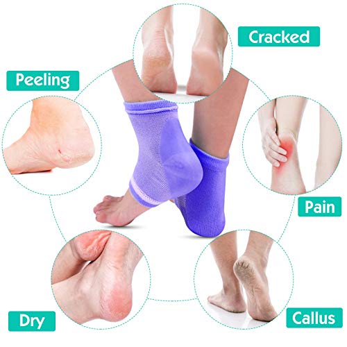 Moisturizing Gel Heel Socks for Dry Cracked Feet - Open Toe 6-Pack