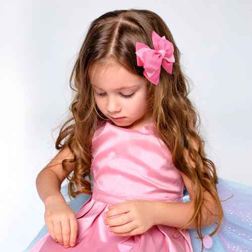 4 Inch Sparkly Glitter Pink Hair Bow Clips for Girls Boutique Sequin Alligator Barrettes Pins for Teens Toddler Children Kids Grosgrain Hair Accessories for Christmas Halloween Fall Birthday