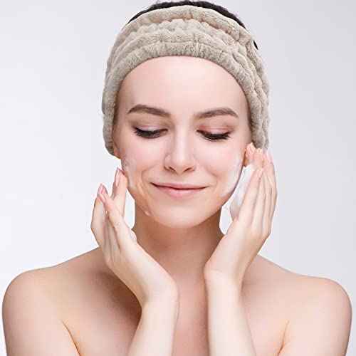 Chuangdi 3 Pieces Spa Headband for Women Facial Makeup Headband Soft Terry Cloth Hairband for Washing Face Mask Spa Shower Gifts(Pink, Gray, Dark Brown)