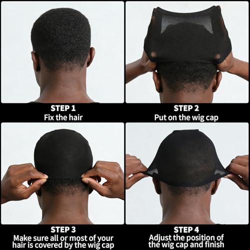 Men's Black Nylon Wig Cap - 4 Pack Lightweight & Breathable Hair Net