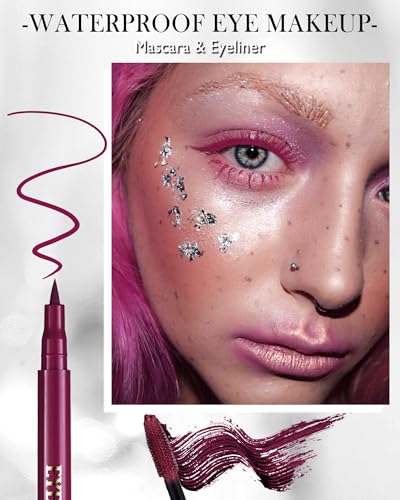 Burgundy Waterproof Mascara & Eyeliner Pen Set – 5D Silk Fiber