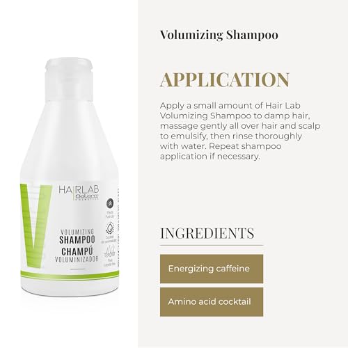 Salerm - Volume Shampoo - Hair Lab - 300 ml - With Energizing Caffeine - For Fine and Flat Hair - Adds Body and Texture to Hair - Gentle Cleanse - Paraben-Free