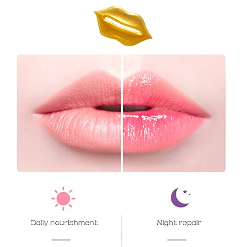 Jakuva 29PCS Collagen Lip Mask,Gel Moisturizing Lip Plumper Lip Patches For Anti Wrinkle,Anti Chapped and Moisturizing,Lip Sleeping Mask, Gold