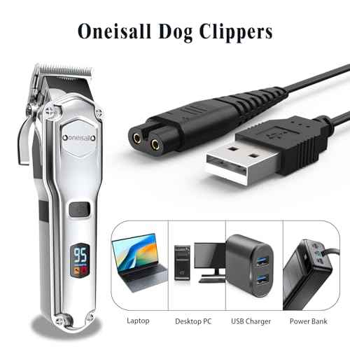 USB Charging Cable Cord for oneisall Low Noise Dog Clippers Model RFC-676 Only- Fit for oneisall Rechargeable Stainless Steel Blade Pet Shaver