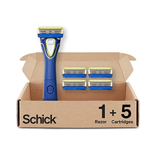 Schick Hydro Groomer ? Beard Trimmer for Men, Beard Groomer with 5 Razor Blades, Blue