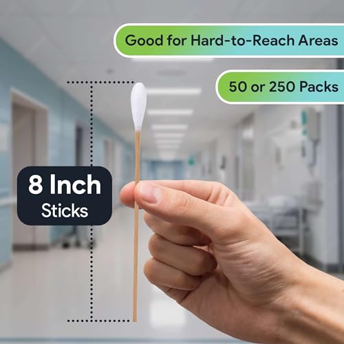 FifthPulse 8-Inch Biodegradable Cotton Swabs - Long Birchwood Applicators