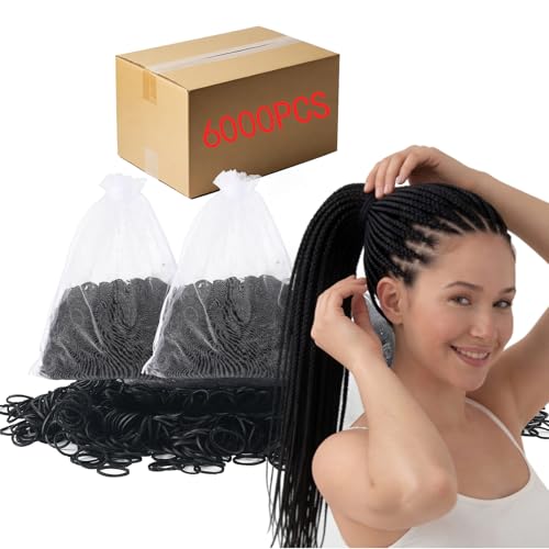 6000pcs Mini Black Hair Rubber Bands for Styling, Lightweight & Discreet