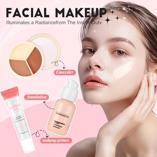 All In One Makeup Kit for Beginners with Foundation, Eyeshadow & Brushes