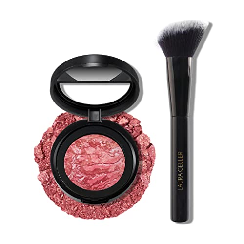 LAURA GELLER NEW YORK 47mm Baked Blush-n-Brighten Marbleized Blush with Angled Blush Brush, Tropic Hues