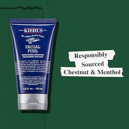 Kiehl's Facial Fuel Moisturizer, Men's Face Cream, with Vitamin C and Caffeine that Contain Antioxidants to Help Energize and Reduce Dullness, Non-Greasy, Paraben-free, Sulfate-free