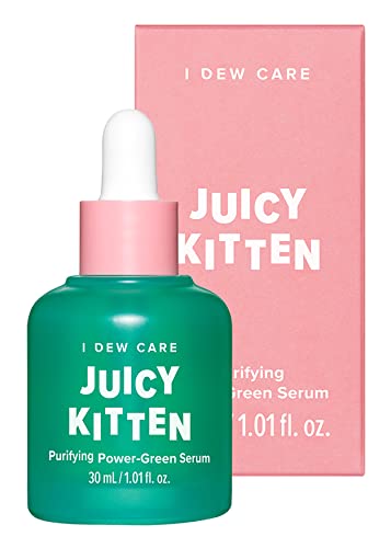 I Dew Care Face Serum - Juicy Kitten | With Kale, Heartleaf, Moringa Seed, Willow Bark Extarct, Purifying Power-Green Korean Skincare with Niacinamide, Green Juice for Face, Gift,1.01 Fl Oz