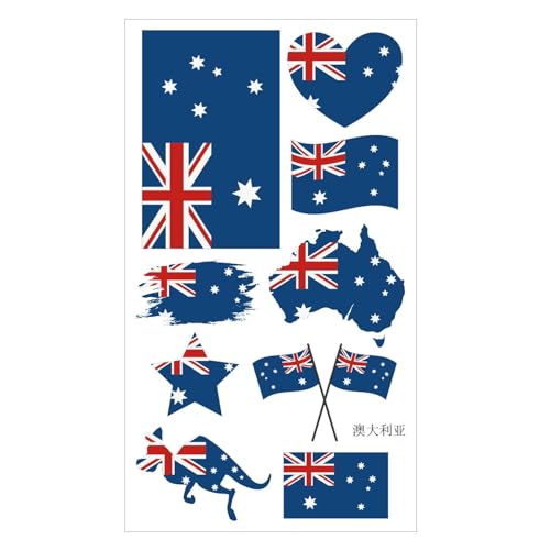 Australia Flag Temporary Tattoo Stickers with Removal Wipes