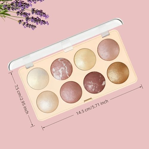 8-Color Baked Makeup Palette - Eyeshadow, Blush, Bronzer & Highlighter