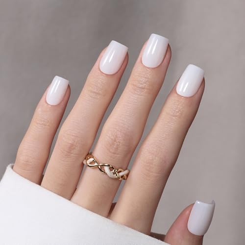 Beetles Short Square Press On Nails D - Milky White Fake Nail Tips 150Pcs