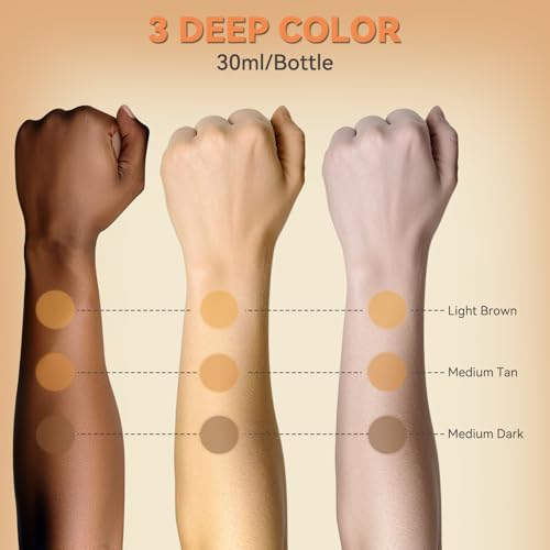 OPHIR Air Brush Foundation Set - 3 Deep Shades for Stage & Body Makeup