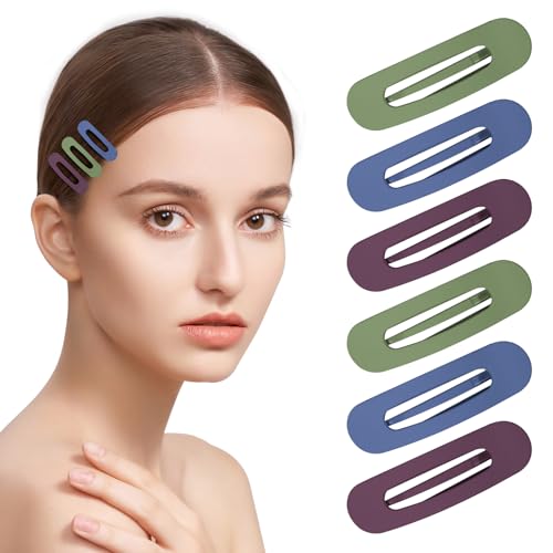 GOOWEAYY Small Flat Hair Clips for Women - 6 Pack in Army Green, Dark Purple, Blue