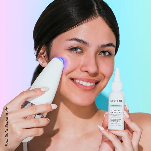 BeautyBio GLOfacial Hydro-Infusion Deep Pore Cleansing + Blue LED Clarifying Set: Tool + Concentrate