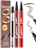 Vevivia 2-Pack Eyebrow Pen with Microblading Tips, Waterproof Dark Brown