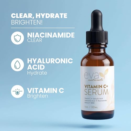 Eva Naturals Vitamin C Serum for Face ? Anti Aging Dark Spot Remover with Retinol, Hyaluronic Acid, Niacinamide & Salicylic Acid ? Face Serum for Women for Clear, Smooth, Radiant Skin