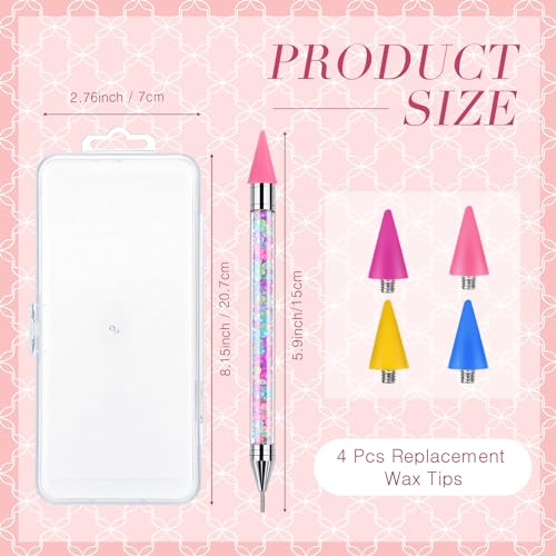 Tatuo 4 Pack Rhinestone Picker Tools with Glow Tips for Nail Art & Crafting