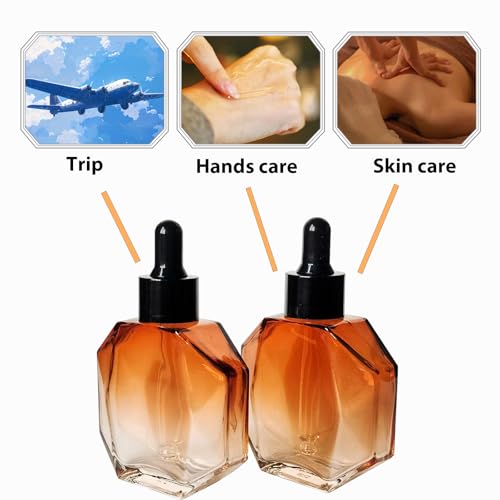 Amber Glass Dropper Bottles 50ml - Set of 6 Essential Oil Bottles
