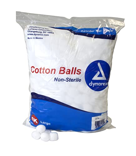 Dynarex Large Non-Sterile Cotton Balls - 2,000 Count (Pack of 2)