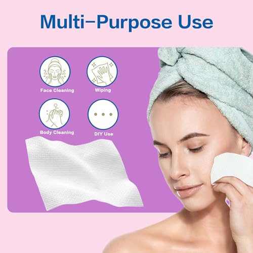 Vinda Clean Face Towels, XL Size, Extra Thick, Disposable Facial Towels for Sensitive Skin,100% Rayon Fabric Dry Wipes for Washing Face, Makeup Removal and Baby Care, 50 Count