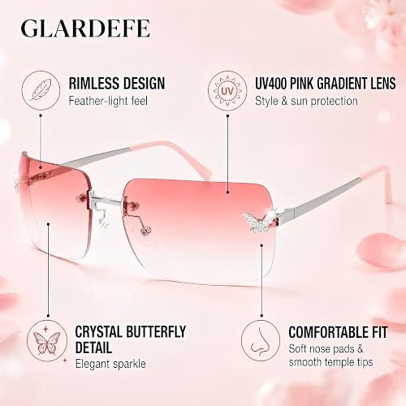 Trendy Rimless Y2K Sunglasses for Women - 2000s Fashion Shades