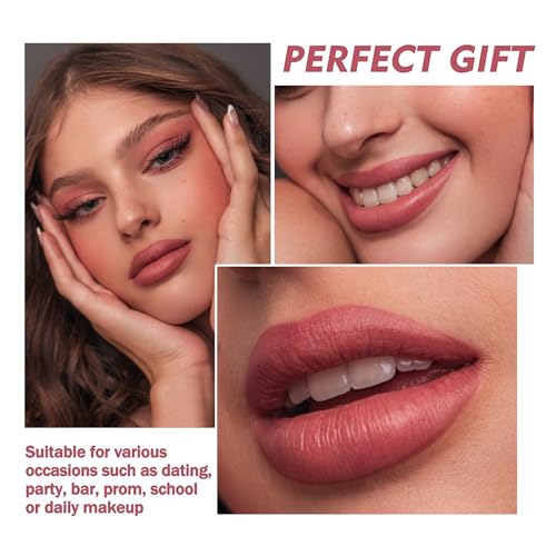 O'CHEAL 10Pcs Luminous Liquid Lipstick Makeup Set, Luminous liquid Long-Lasting Wear Non-Stick Cup Not Fade Waterproof Lip Gloss Series 7030